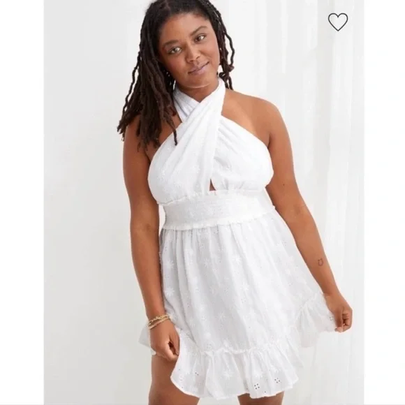 Aerie white halter eyelet dress - Picture 3 of 6
